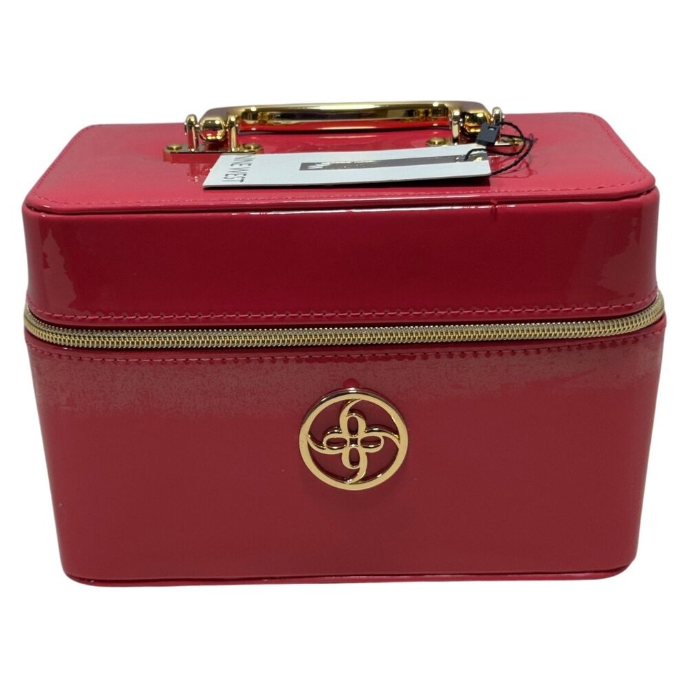 Nine West Jewelry Case Travel Organizer Pink Patent Leather Zip Box New